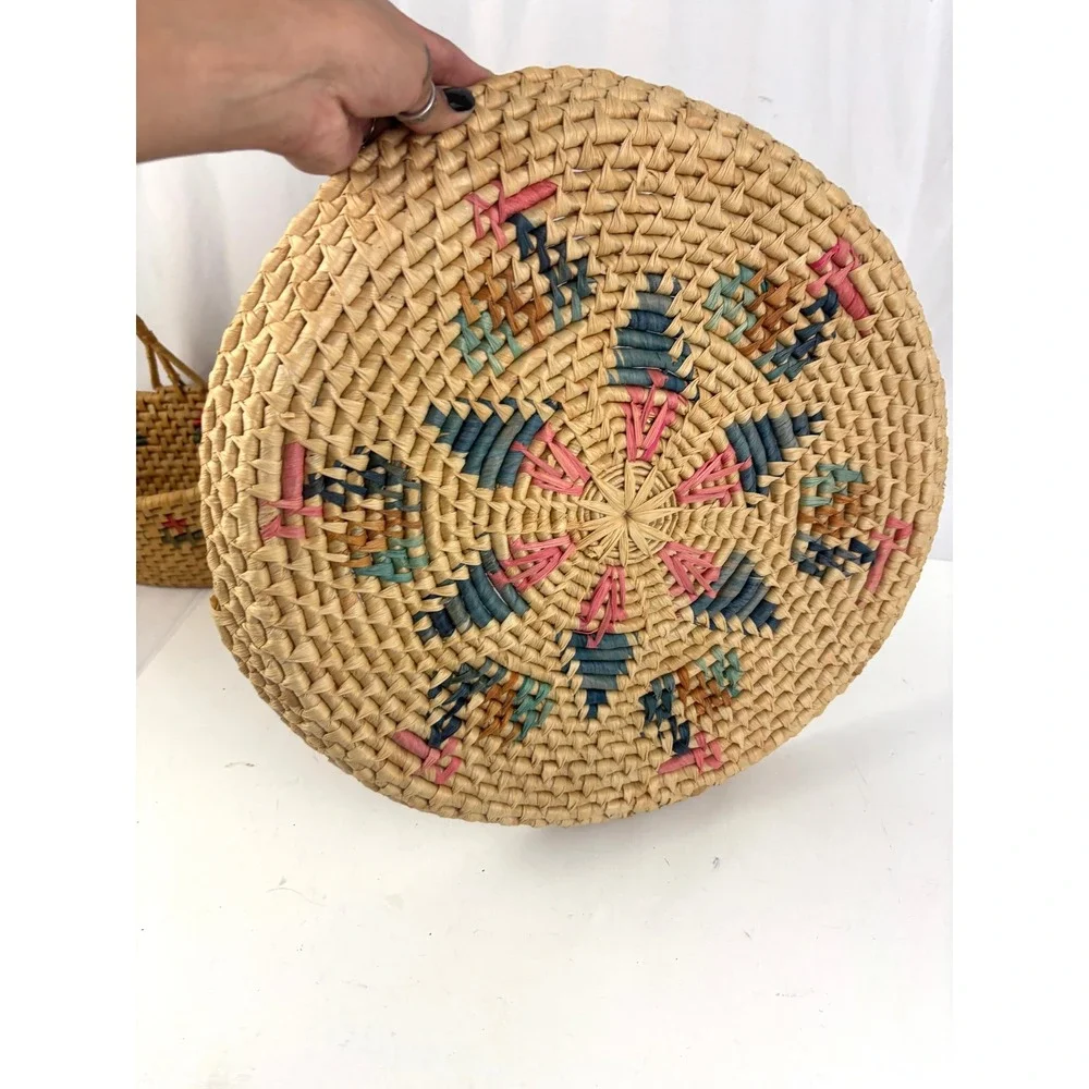 Vintage Southwestern Hand Woven Coil Basket Bowl‎ Native Style Wall Decor 16